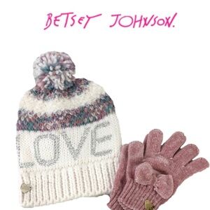 Betsey Johnson Pom Pom Chenille Hat